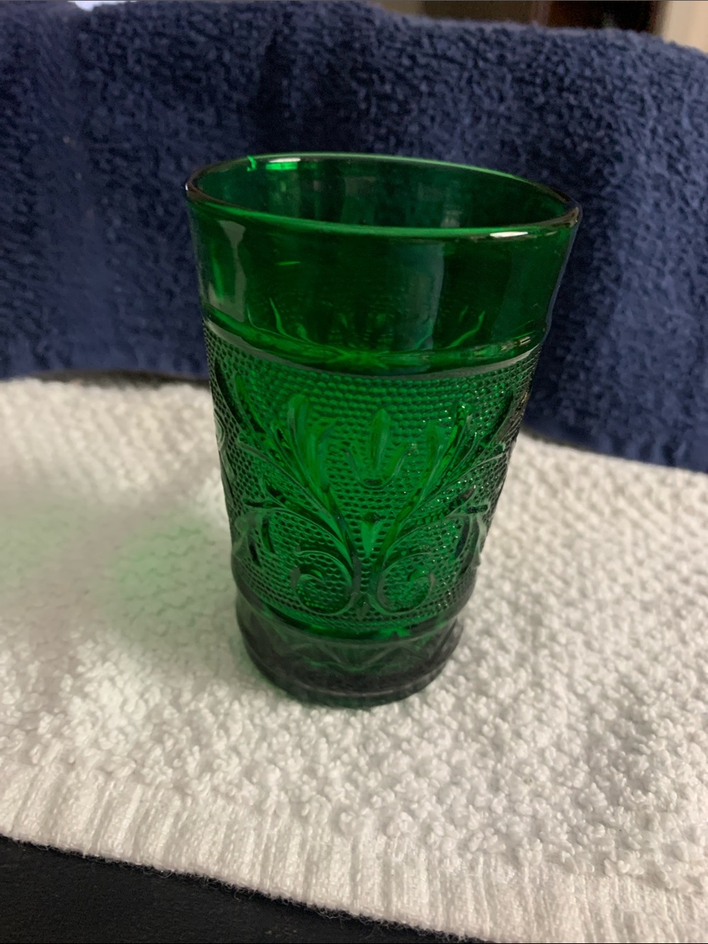 Vintage forest/emerald green juice glass